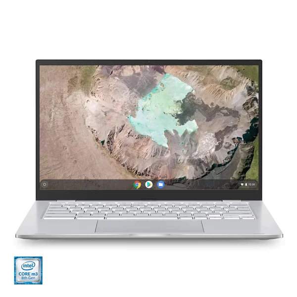 Asus Chromebook C425 Clamshell Laptop, 14x22 FHD 4-Way NanoEdge, Intel Core m3-8100Y Processor, 4GB RAM, 128GB eMMC Storage, Bac