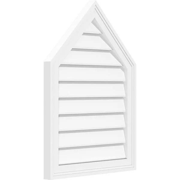 Ekena Millwork GVPPE30X4202SF-10 30x22W x 42x22H Peaked Top Surface Mount PVC Gable Vent 10/12 Pitch: Functional - w/ 2x22W x 1-1