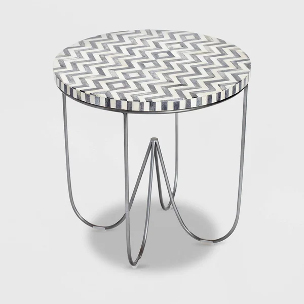 Adore Decor Zahra Round Side Table Black and White