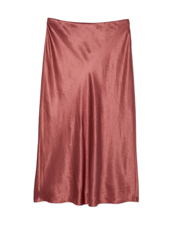 Vince Satin Midi Slip Skirt, Red, Women's, Xs