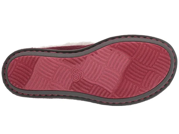 Clarks Women's Step Flow Low Fur Lined Slipper - Size: 7, Maroon Felt
