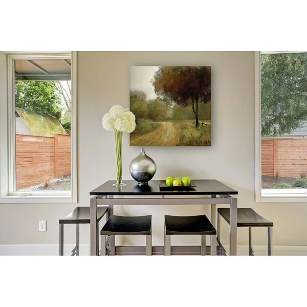 Wexford Home Country Road -Gallery Wrapped Canvas - Yellow - Blue, Green, Red, Black, White, Size: 40 x 40