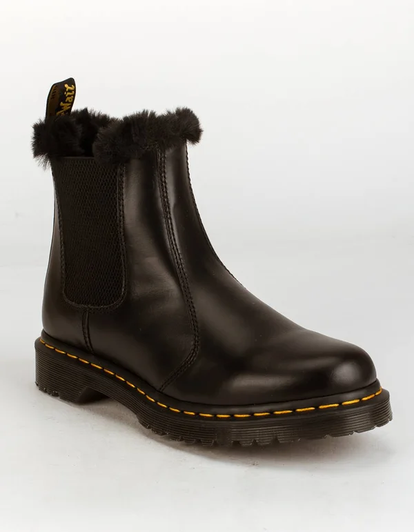 Dr. Martens Black 2976 Leonore Faux Fur Lined Chelsea Boots