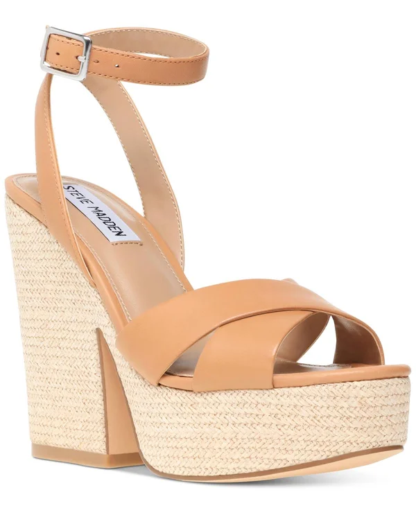 Steve Madden Women's Jina Platform Wedge Sandals - Tan