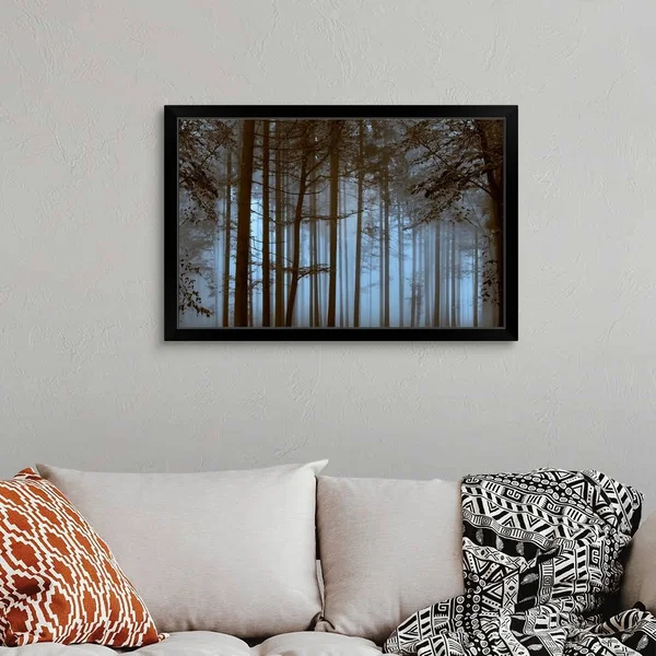 Trees Path Sepia - Black Framed Wall Art, 36x24, Great Big Canvas
