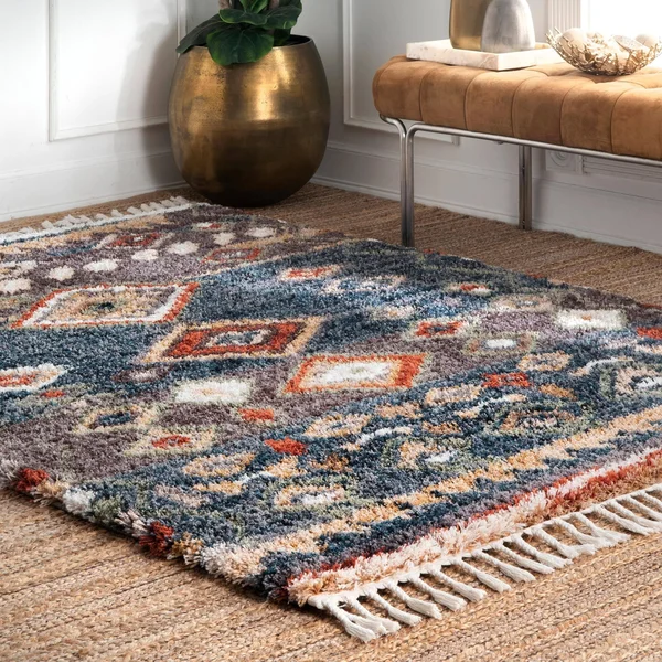 nuLOOM Rosemarie Southwestern Moroccan Shag Runner Rug - 2& 6x22 x 10&, Blue