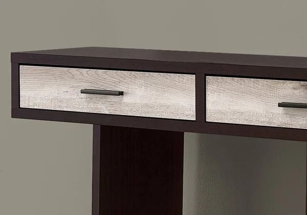 Monarch Accent Table - 48x22L, Cappuccino, Taupe Reclaimed Wood