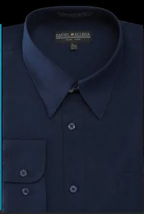 Men's Basic Dress Shirt Regular Fit in Navy 15½ 34/35, Navy