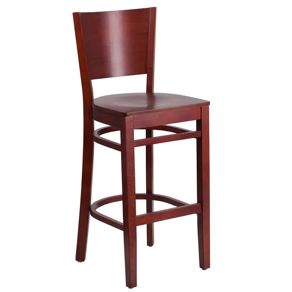 43.5x22 Mahogany Red Traditional Solid Back Restaurant Barstool