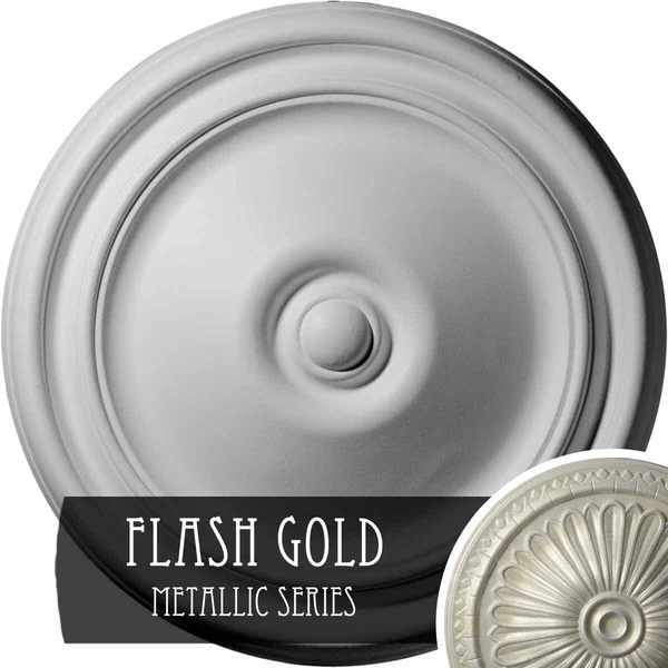 12x22OD x 1 3/4x22P Reece Ceiling Medallion (Fits Canopies Up to 2 3/8x22) - Hand-Painted Flash Gold