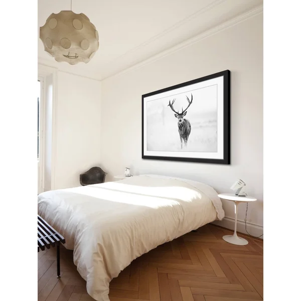 Elk Stare Framed Painting Print, Size: 16 inch x 24 inch, Black