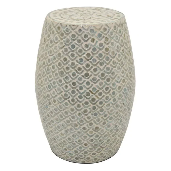 Plutus Brands PBTH93443 Wood Side Table with Capiz in Green