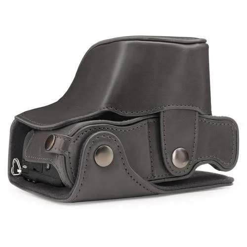 MegaGear mg1706 Ever Ready Leather Camera Case Compatible with Panasonic Lumix Dmc-gx85, Dmc-gx80 (12-32mm) - Gray