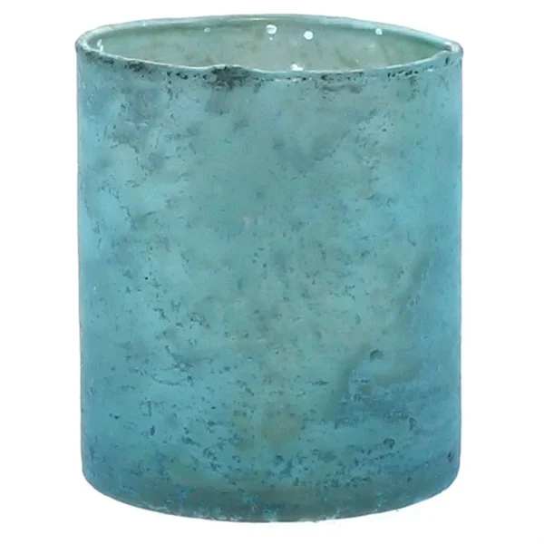 Cylindrical Glass Votives with Semi Translucent Look - Set of 6, Multicolor