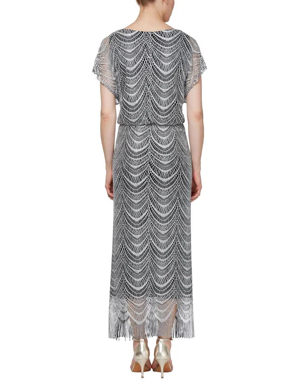 SL Fashions Womens Metallic Crochet Cocktail Dress Gold 12