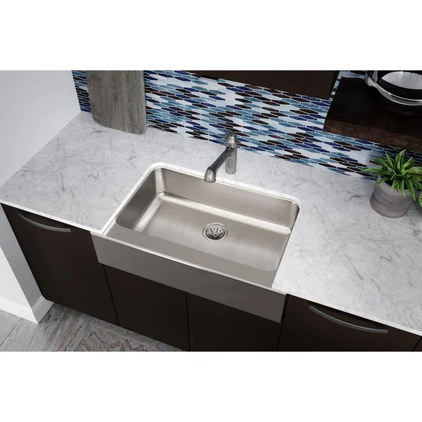 Elkay ELUHFS2816 Lustertone 33 in. x 20-1/2 in. Single Bowl Farmhouse Sink (Stainless Steel)