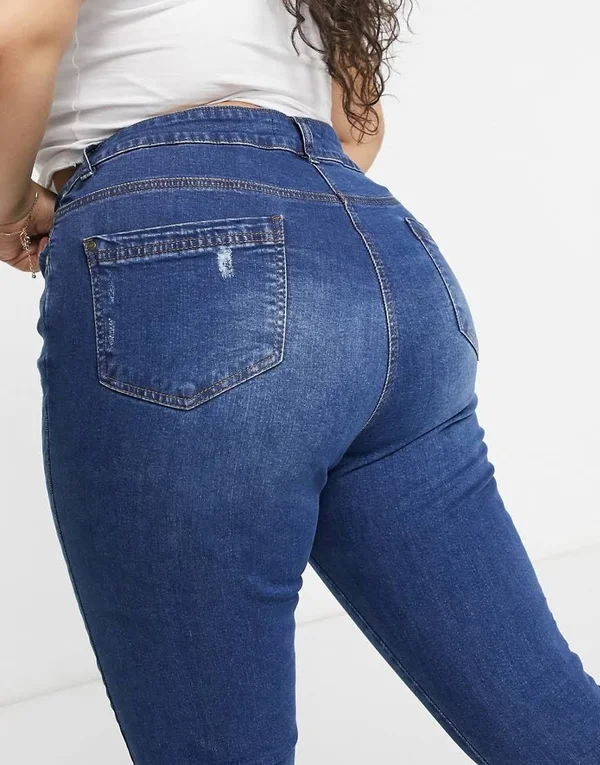 Yours Distressed Skinny Jeans in Mid Auth Blue