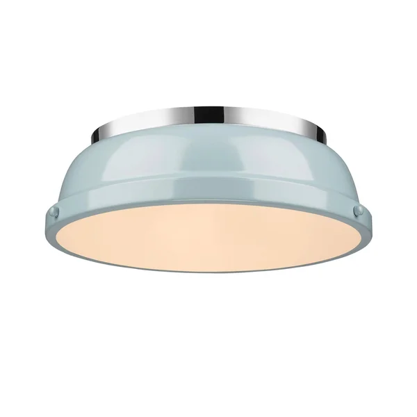 Golden 3602-14 CH-SF Duncan - Two Light Flush Mount Seafoam Glass Chrome Finish