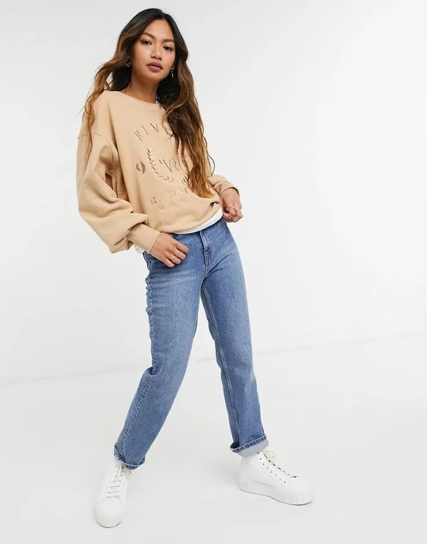 River Island Womens Beige &RVR& Long Sleeve Sweatshirt - Size M