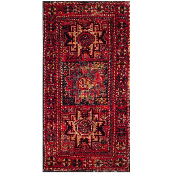 Safavieh Vintage Hamadan Rug Collection VTH213M - Light Blue, Black - 6&-7x22 x 9&