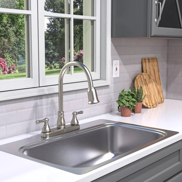 Belanger EBE78WBN2 Non-Metallic Two-Handle Pull-Down Kitchen Faucet, Brushed Nickel