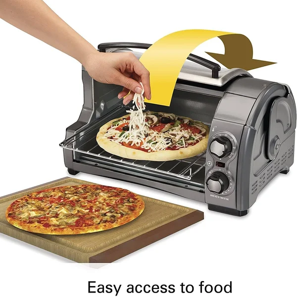 Hamilton Beach 31344d Easy Reach with Roll-Top Door Toaster Oven 4-Slice Silver