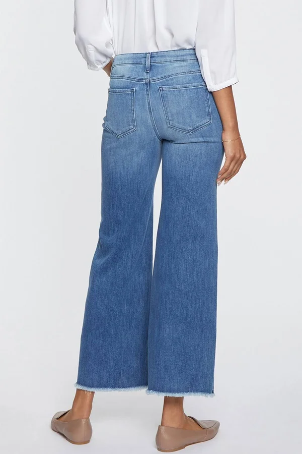 Nydj Teresa Wide-Leg Frayed-Hem Ankle Jeans - Calloway - Size 16