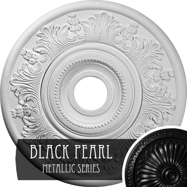 20 inchod x 3 1/2 inchid x 1 1/2 inchp Vienna Ceiling Medallion (Fits Canopies Up to 6 1/2 inch), Hand-Painted Black Pearl