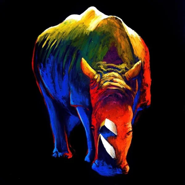 Easy Art Prints Clara Summer's 'The Rhino' Premium Canvas Art (N/A - 24 x 24)