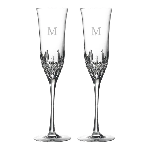 Waterford Lismore Essence Block Letter Toasting Flute - Set of 2