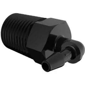 Eldon James 1/4-18 NPT to 3/16x22 Barbed Elbow - Glass Filled Black Nylon
