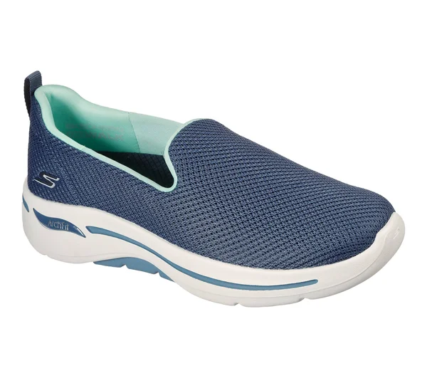 Skechers Women's GOwalk Arch Fit - Grateful Slip-On Walking Shoes, Blue, 5.5