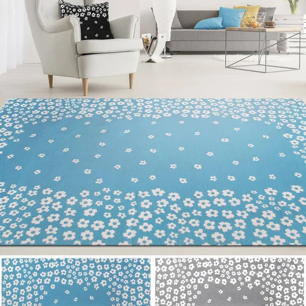 Miranda Haus Wildflower Transitional Cotton Indoor Area Rug Collection Burgundy 4& x 6& 4& x 6& Living Room, Bedroom, Dining Roo
