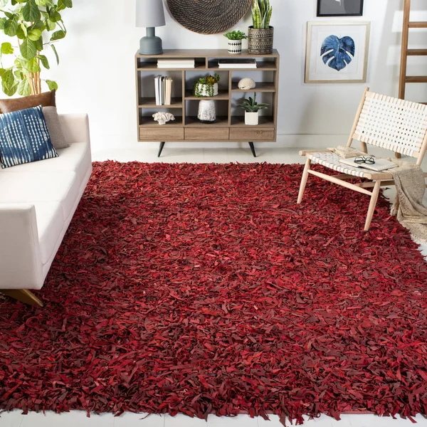 Safavieh Leather Shag LSG511D Area Rug - Red - Size: 5 x 8 ft.
