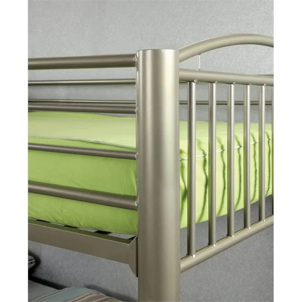 Furniture of America Lohani Twin Over Twin Metal Bunk Bed in Gold