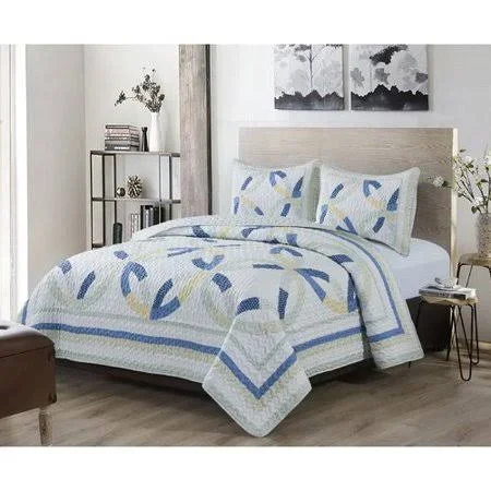 August Grove Neal Wedding Ring Quilt Set, Size: Full/Queen