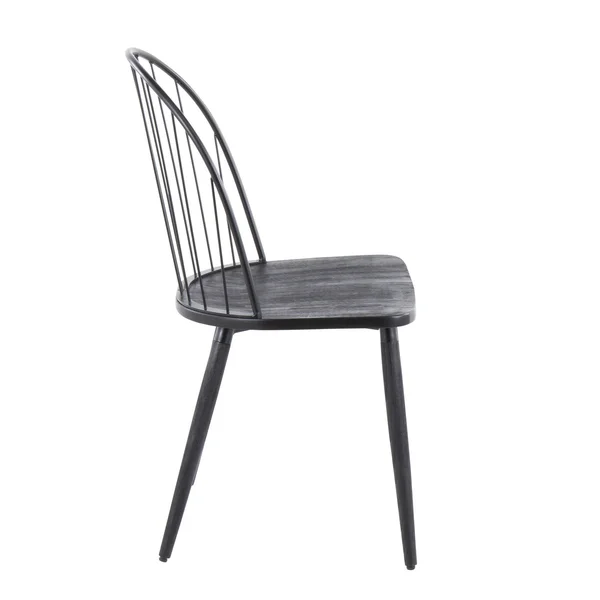 Riley High Back Chair - Black Metal - Black Wood - Set of 2