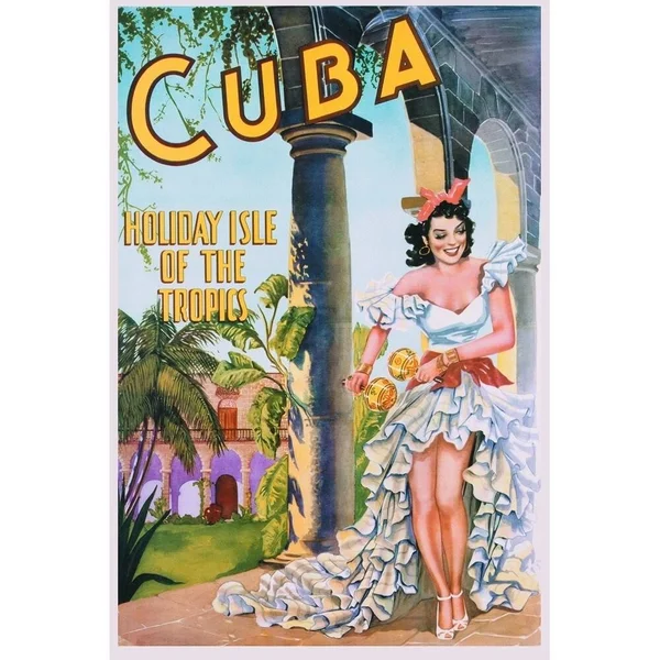 Buy Art for Less &Cuba Travel Holiday Island& by Public Domain Vintage Advertisement on Wrapped Canvas Size: 18x22 H x 12x22 W x