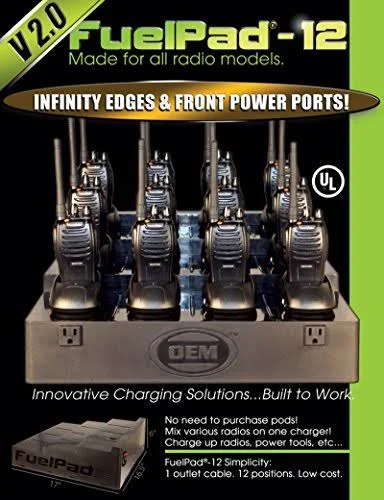 Klein Electronics FuelPad12 Professional Series 12-Unit Battery Charger, Radio & Battery Charger Desktop Organizer Station