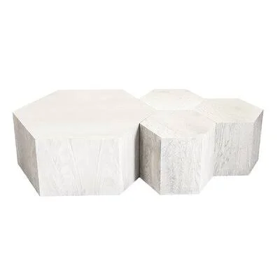 Solid Wood Block Coffee Table Hammers and Heels White Washed 16x22 H x 20x22 W x 17.3x22 D