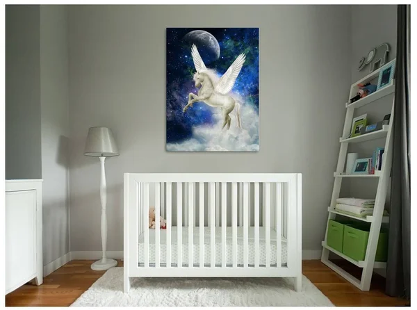 Pingo World 0722q9qt1oa Magic Unicorn III Children Kids Gallery Wrapped Canvas Wall Art - 20 inch x 16 inch, Variable, White