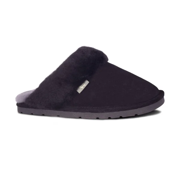 RJ Fuzzies Sheepskin RJS-100-BLACK-M Ladies SCUFF - Black - Medium