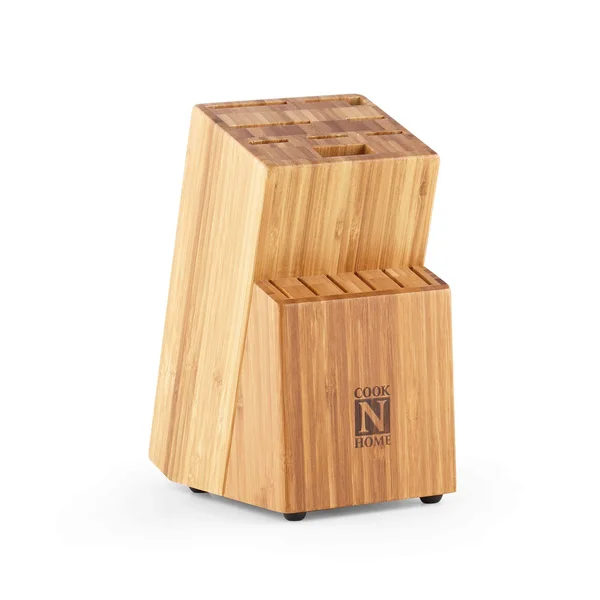 Cook N Home 02630 15-Piece Knife Set with Bamboo Storage Block - Stainless STEE Silver