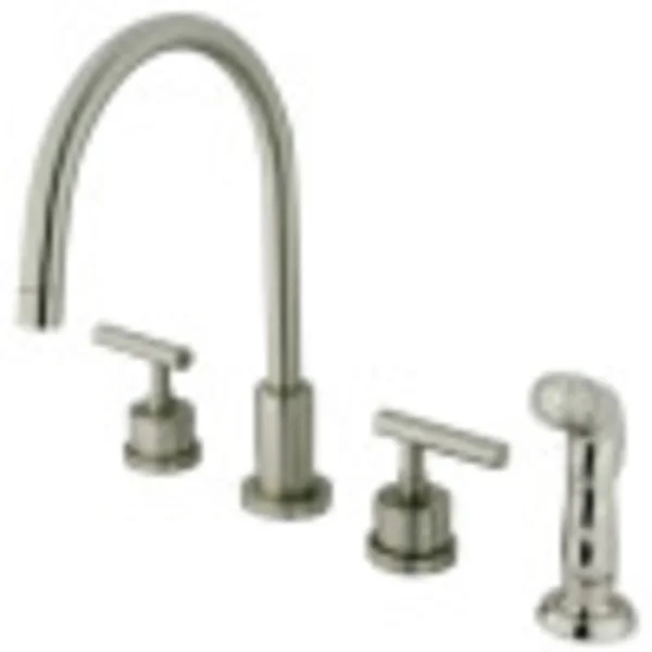Kingston Brass KS8728CML Manhattan Widespread Kitchen Faucet with Sprayer - Satin Nickel