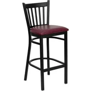Flash Furniture Hercules Black Vertical Back Metal Bar Stool w/Burgundy Vinyl Seat New