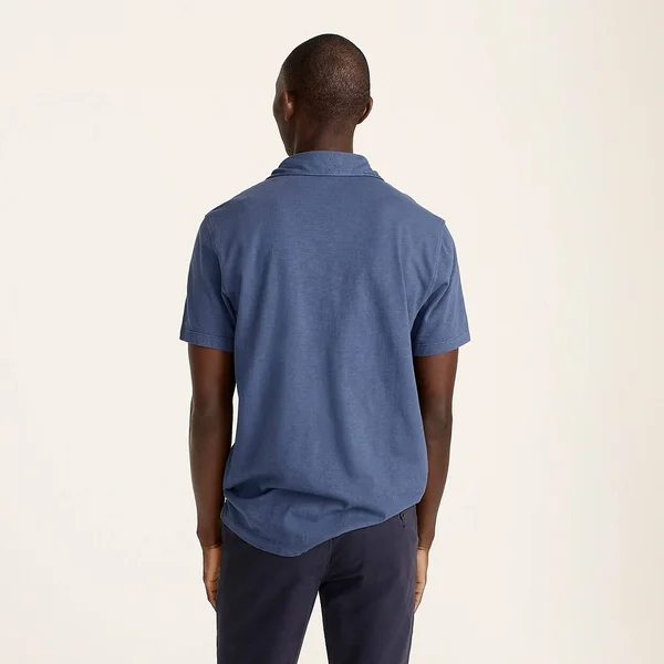 J.Crew Mens Garment-Dyed Slub Cotton Polo Shirt (Size Medium)