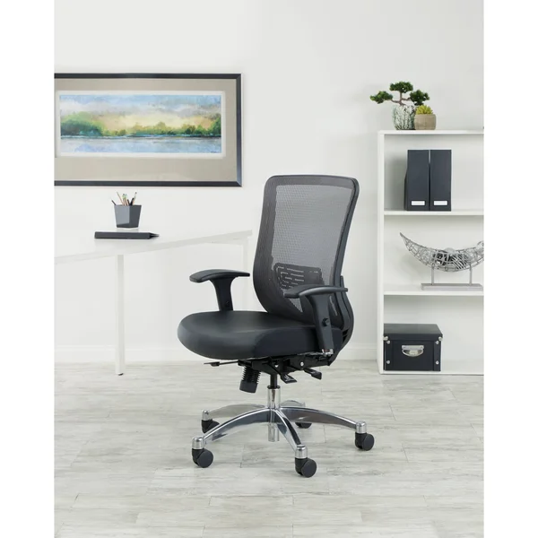 Space Seating Black Vertical Mesh Back Chair in Black