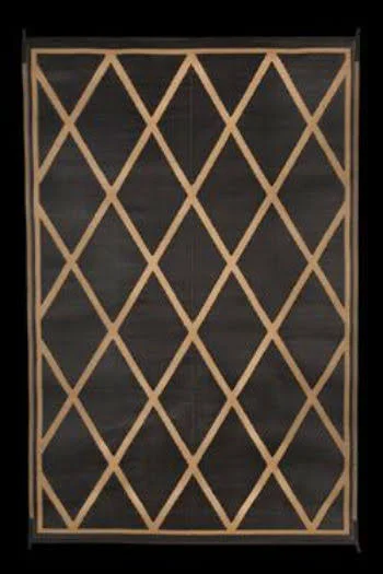 9 x 12 ft. Reversible RV Outdoor Patio Mat Black & Beige GA1584307