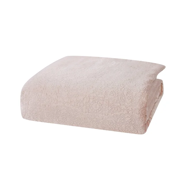 Charisma Melange Quilted Velvet Comforter Set - King - Pink