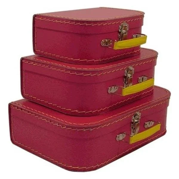 Resource International Vintage Travelers 3-Piece Mini Suitcase Set - Pinkberry